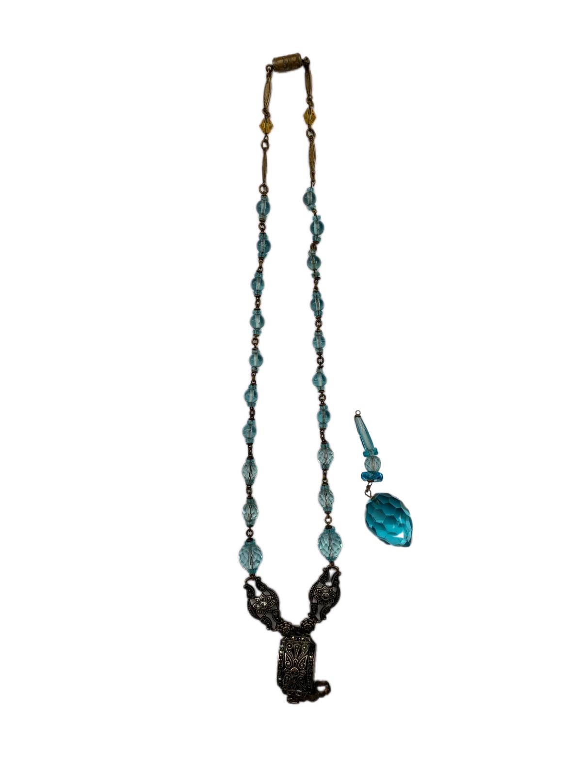 aqua-glass-beads-sterling-necklace