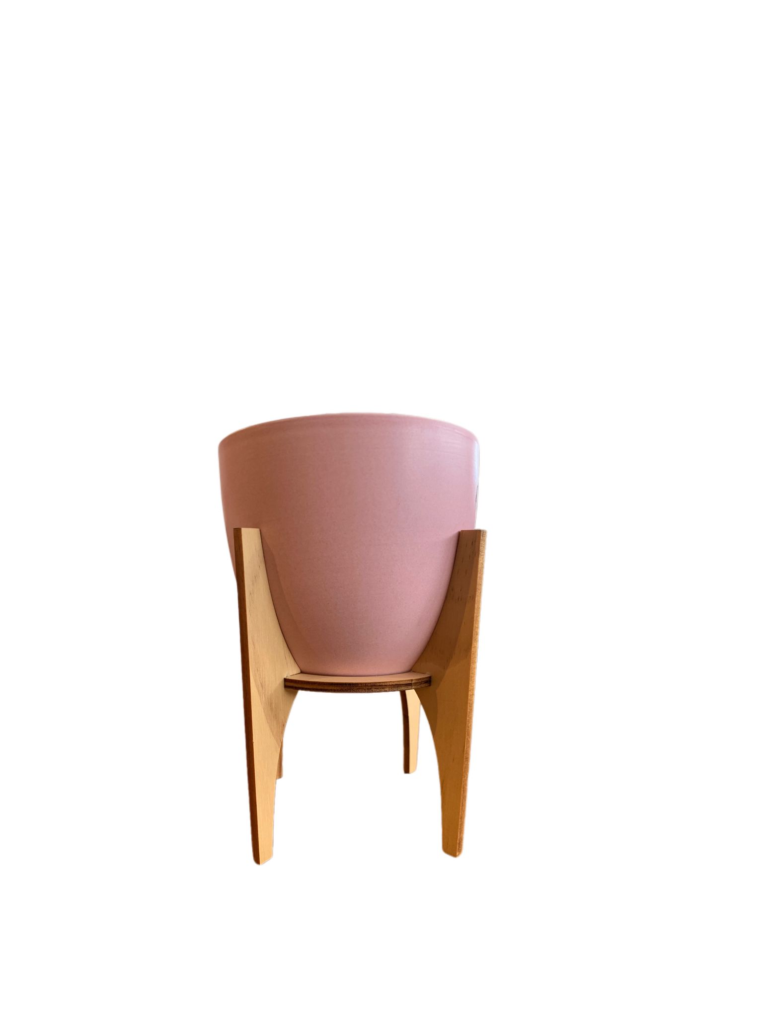 small-pink-planter-with-wood-stand