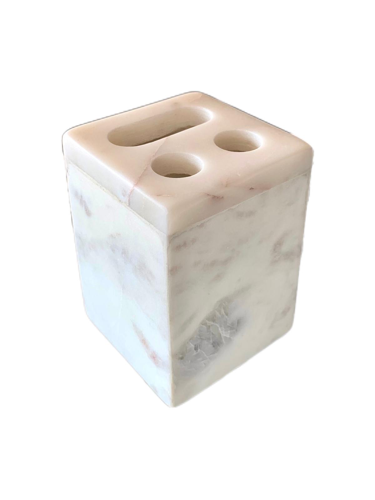 white-marble-toothbrush-holder